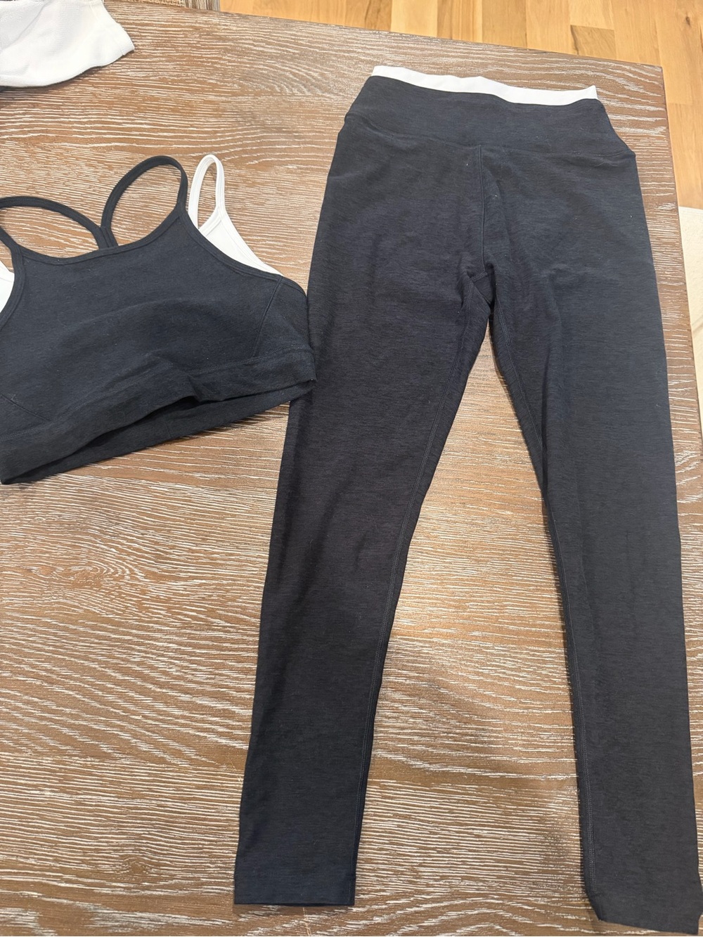 Beyond Yoga Black Leggings with White Waistband